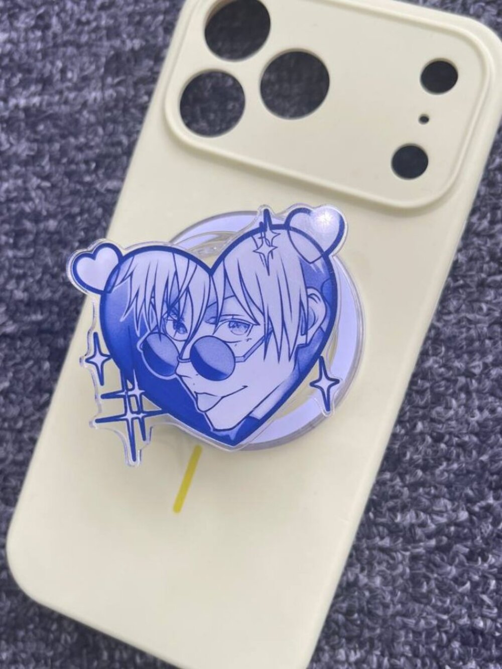 Anime Heart Phone Grip Stand – Blue Manga Character Pop Socket for iPhone & Andr